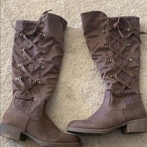 Maurices brown boot with sweater detail